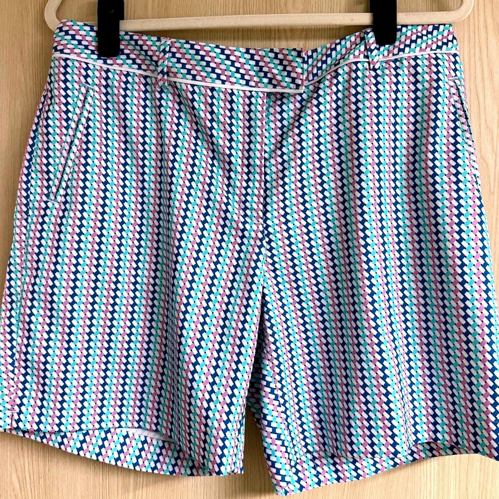 Lady Hagen Womens Golf Shorts Size 10 Pastel Geometric Resort Preppy